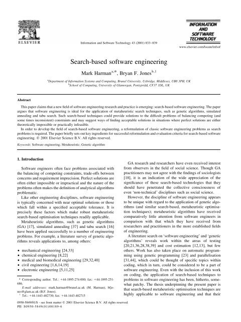 Search-based software engineering