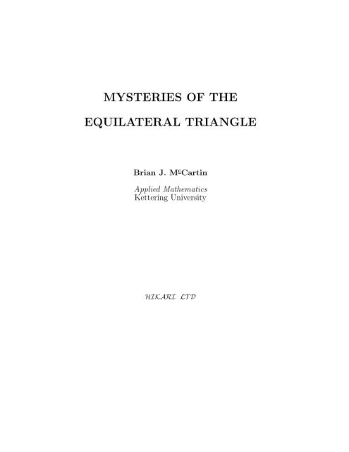 MYSTERIES OF THE EQUILATERAL TRIANGLE - HIKARI Ltd