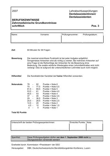 DAS - QV 2007 - Zahnmed. Kenntnisse Aufgaben