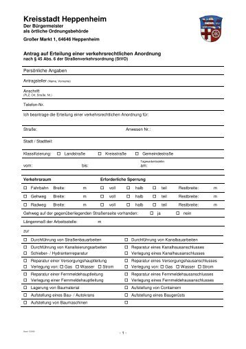 Antrag auf Erteilung einer verkehrsrechtlichen ... - Heppenheim