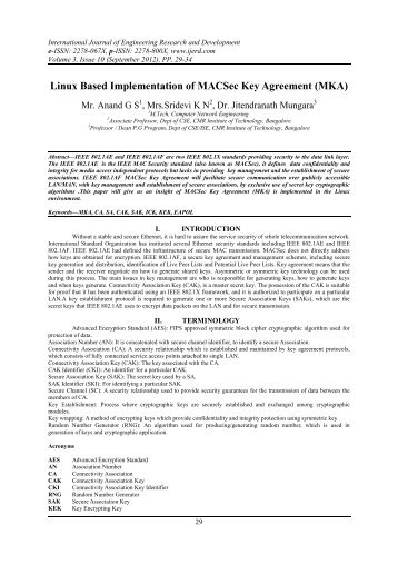 Linux Based Implementation of MACSec Key Agreement (MKA)