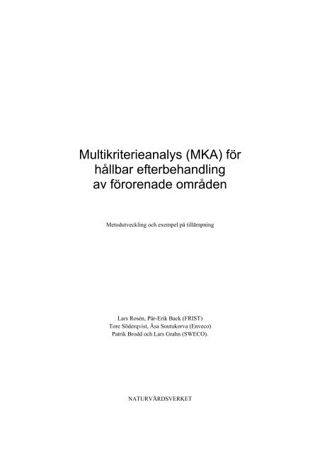 Multikriterieanalys (MKA) för hållbar ... - Naturvårdsverket