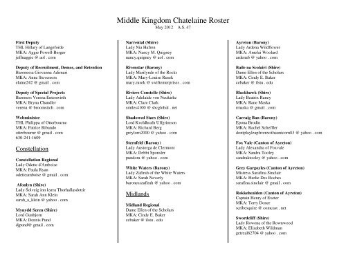 Warrant Roster - Midrealm / Middle Kingdom