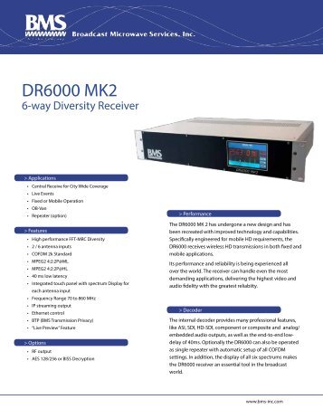 UHF Receiver - DR6000 MK2 - Broadcast Microwave Services