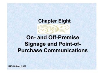 On- and Off-Premise Signage and Point-of- Purchase Communications