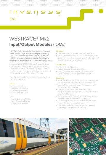 WESTRACE® Mk2 - Invensys Rail