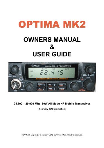 Manual Yeticom Optima MK2 - CBradio.nl