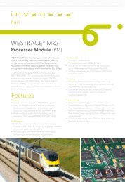 Features WESTRACE® Mk2 - Invensys Rail
