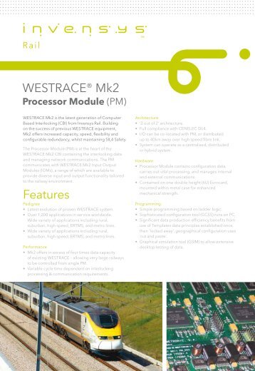 Features WESTRACE® Mk2 - Invensys Rail