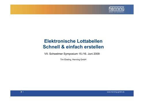 Elektronische Lottabellen Schnell & einfach erstellen - Henning GmbH