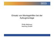 Einsatz von Montagehilfen bei der Aufzugmontage - Henning GmbH