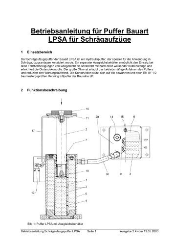 Betriebsanleitung für Puffer Bauart LPSA für ... - Henning GmbH