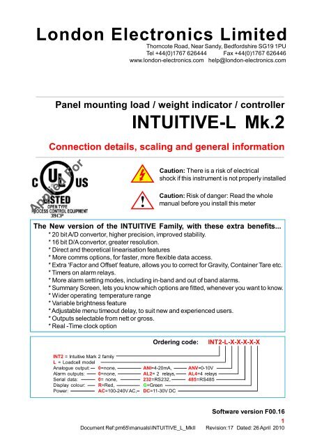 Intuitive L Mk 2 London Electronics Ltd