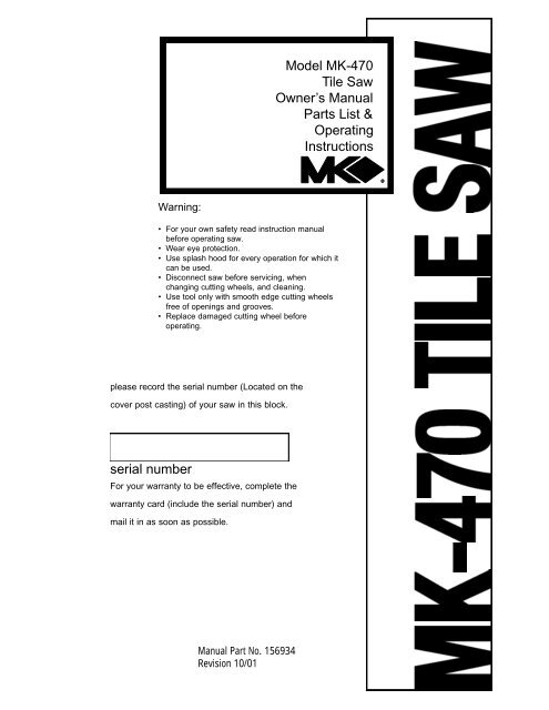 Mk470 online tile saw