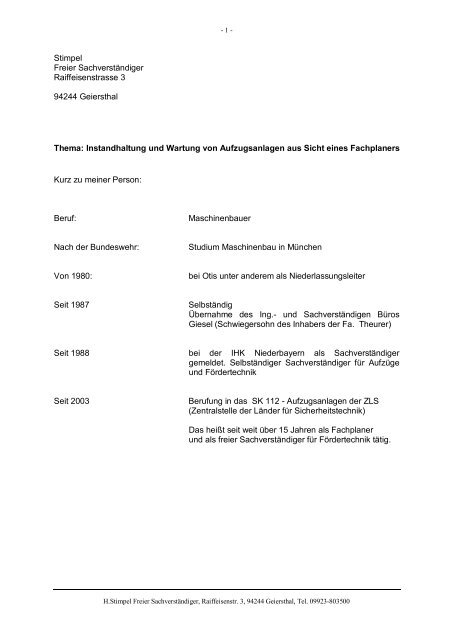 Instandhaltung und Wartung von Aufzugsanlagen ... - Henning GmbH