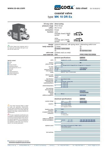 data sheet MK 10 DR Ex - müller co-ax ag