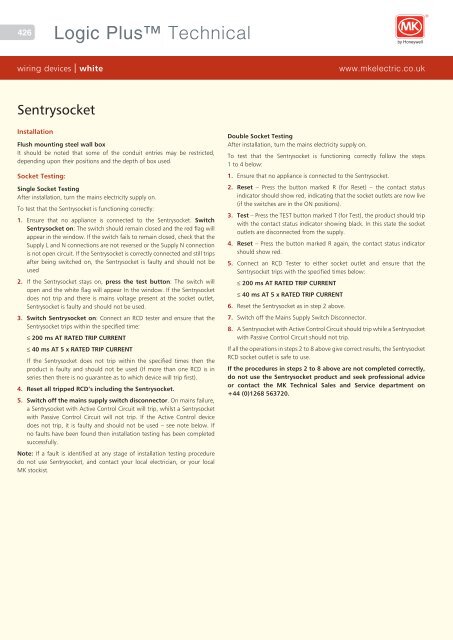 Technical Specification - MK Electric