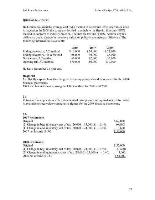 Financial Accounting: Liabilities & Equities (FA3) Exam Review