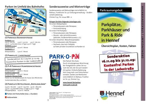 Parkplätze, Parkhäuser und Park & Ride in Hennef - Die Hennefpartei