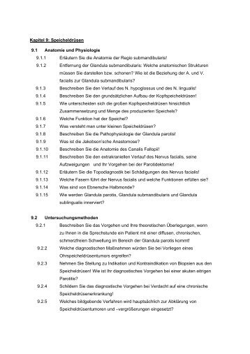 Kapitel 9: Speicheldrüsen 9.1 Anatomie und Physiologie 9.1.1 ...