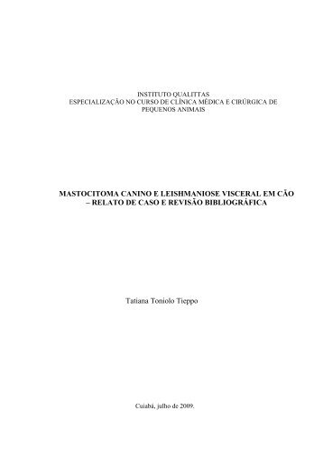 Mastocitoma Canino e Leishmaniose Visceral em Cao - Qualittas