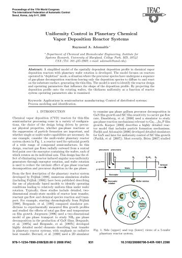 Uniformity Control in Planetary Chemical Vapor Deposition Reactor ...