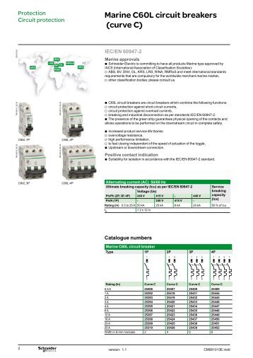 Marine C60L circuit breakers (curve C) - Schneider Electric