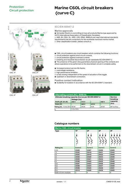 Marine C60L circuit breakers (curve C) - Schneider Electric