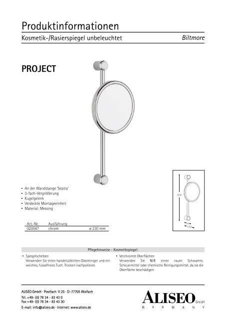 Produktinformationen - Aliseo GmbH Germany