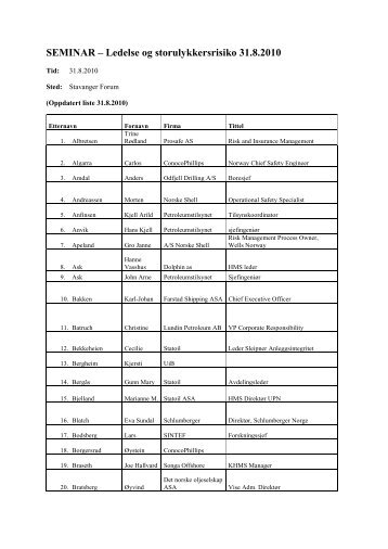 SEMINAR - Petroleumstilsynet
