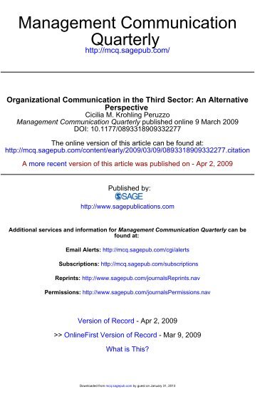 Organizational Communication in the Third Sector - Management ...