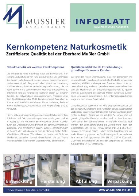 Kernkompetenz Naturkosmetik - Eberhard Mussler GmbH