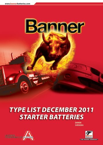 TYPE LIST DECEMBER 2011 STARTER BATTERIES