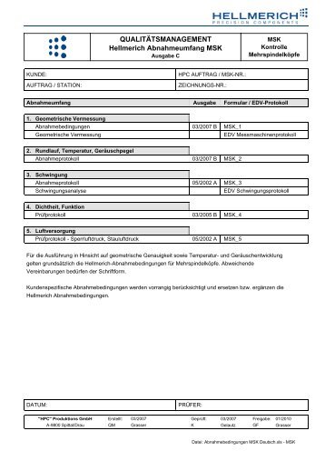 Abnahmebedingungen MSK Deutsch - Hellmerich