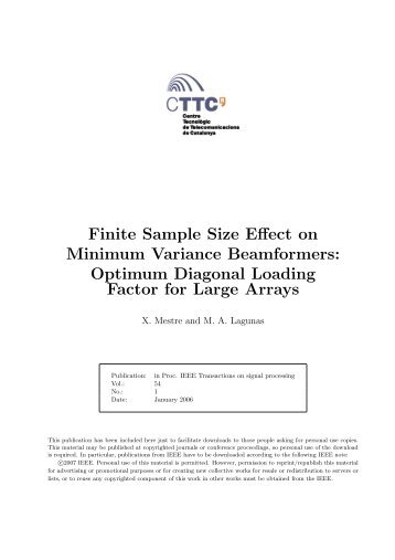 Finite Sample Size Effect on Minimum Variance Beamformers - CTTC