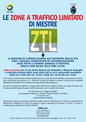 LE ZONE A TRAFFICO LIMITATO DI MESTRE - ASM Venezia