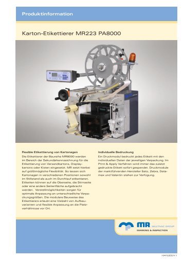 Karton-Etikettierer MR223 PA8000 - Multivac