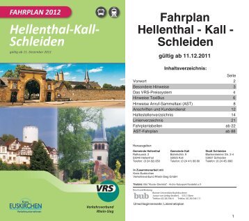 Fahrplan Hellenthal - Kall - Schleiden - Kreis Euskirchen