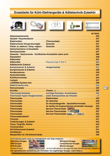 Ersatzteile für Kühl-/Gefriergeräte & Kältetechnik ... - Ledocom.cz