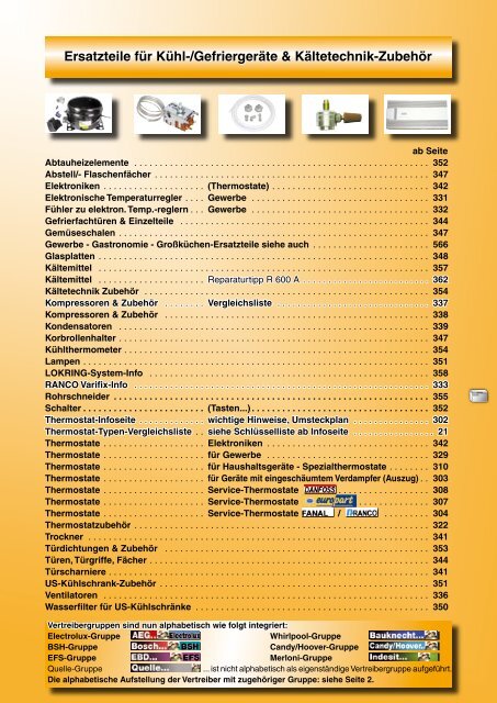 Ersatzteile für Kühl-/Gefriergeräte & Kältetechnik ... - Ledocom.cz