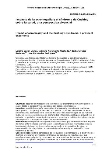 Impacto de la acromegalia y el síndrome de ... - SciELO - Infomed