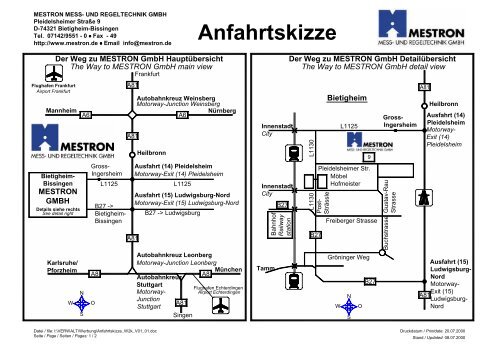 Anfahrtskizze - MESTRON Mess- und Regeltechnik GmbH