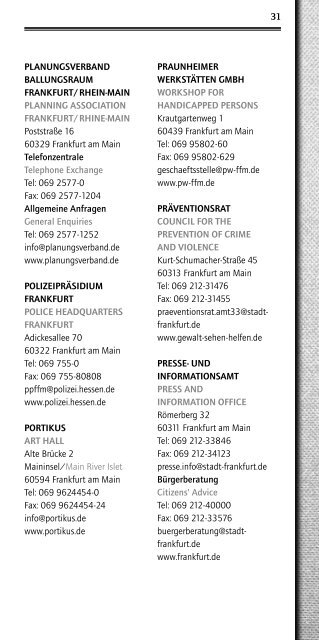 Adressen von A-Z 2011 (pdf, 1.0 MB - Frankfurt am Main