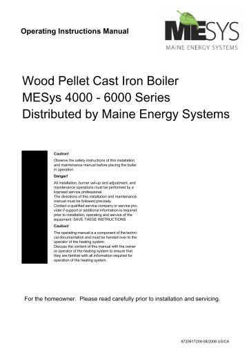 Wood Pellet Cast Iron Boiler MESys 4000 - Maine Energy Systems