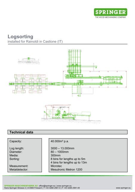 Technical data Logsorting - Springer Maschinenfabrik AG