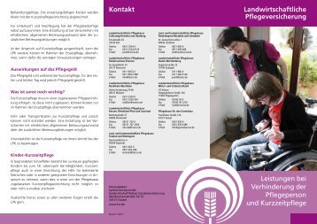 Leistungen bei Verhinderung der Pflegeperson und ... - LSV