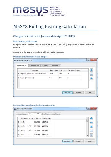 MESYS Rolling Bearing Calculation