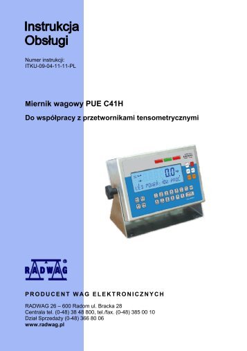 Instrukcja obsługi - Miernik wagowy PUE C41H - Radwag