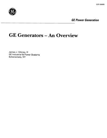 GER3688B - GE Generators - An Overview - GE Energy