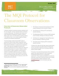 The MQI Protocol for Classroom Observations - MET Project